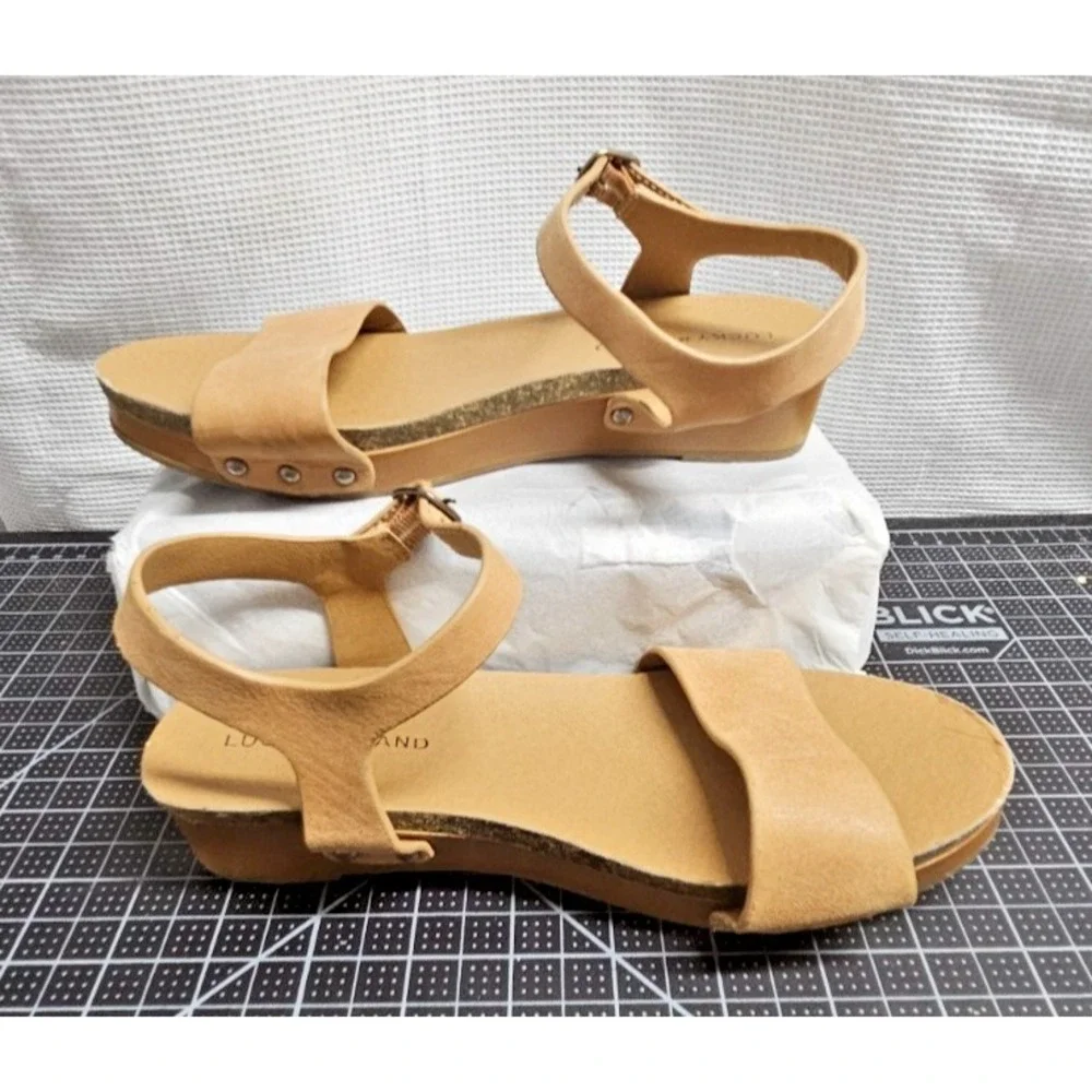 LUCKY BRAND Kanoa wedge sandals‎ leather upper youth girl Sz S/3M